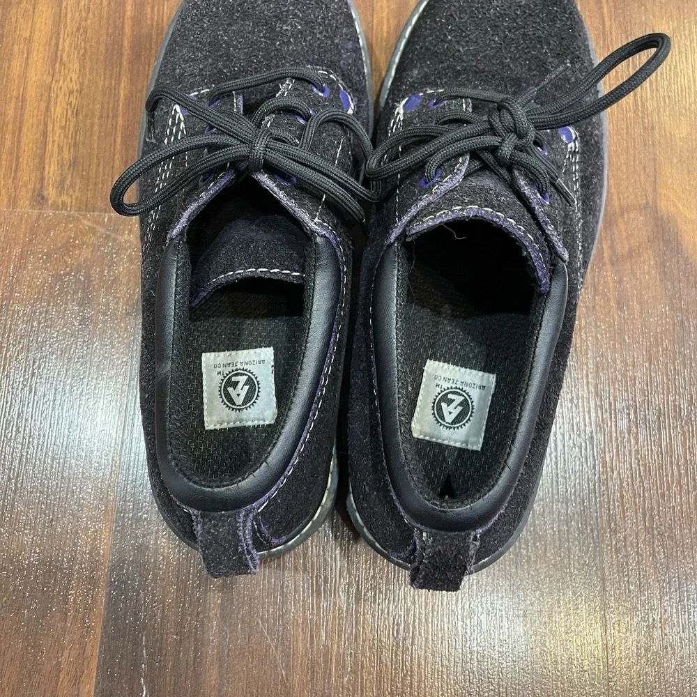 Y2K Suede Leather Arizona Platform Chunky Oxford Boots Women's 8 Black Purple‎